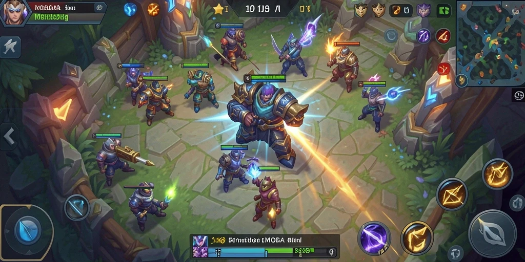 Tampilan gameplay MOBA yang dinamis dan seru di 5ZK.