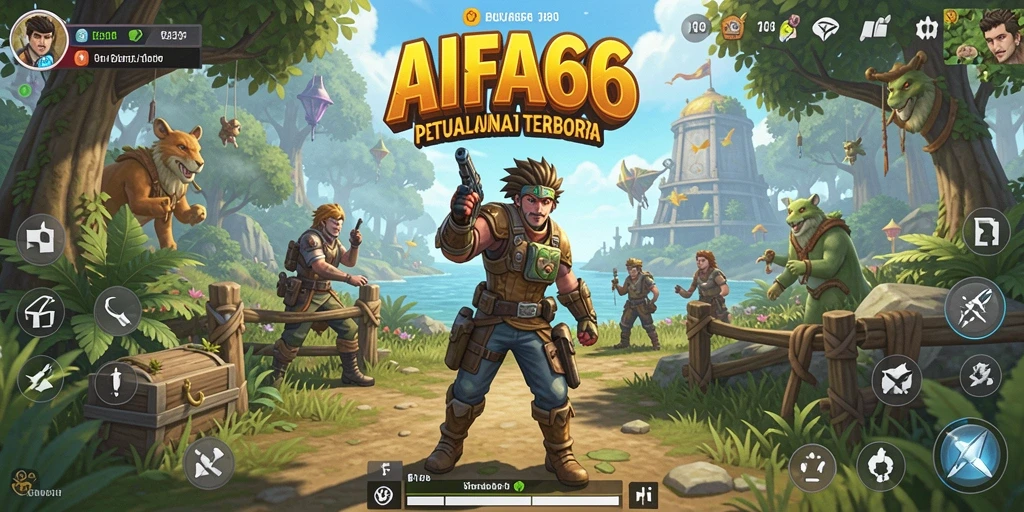 Screenshot gameplay AIFA66 menunjukkan eksplorasi dunia terbuka yang luas.