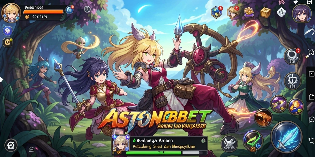 Tampilan screenshot ASTONBET menunjukkan karakter anime dalam pertarungan yang seru.