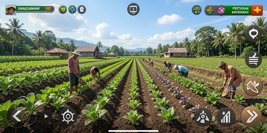 Screenshot utama BANGSAWAN88 menampilkan gameplay pertanian yang menawan.