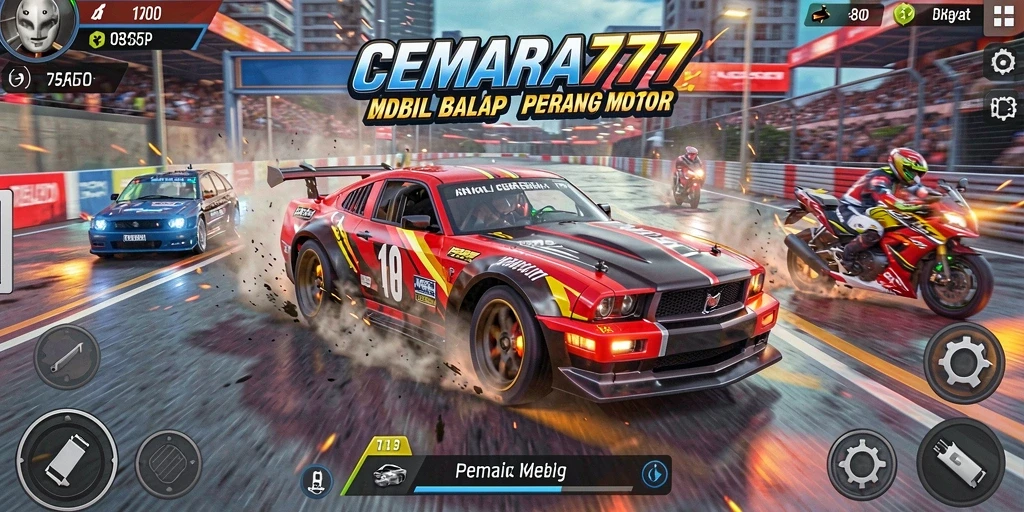 Gameplay seru CEMARA777 dengan balapan motor yang intens.