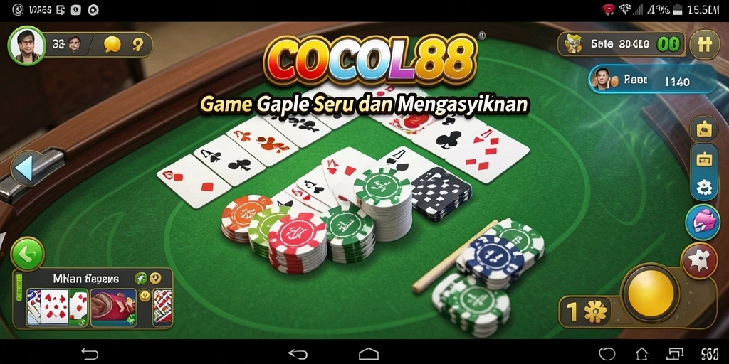 Screenshot COCOL88 menampilkan gameplay Gaple yang seru dan interaktif.