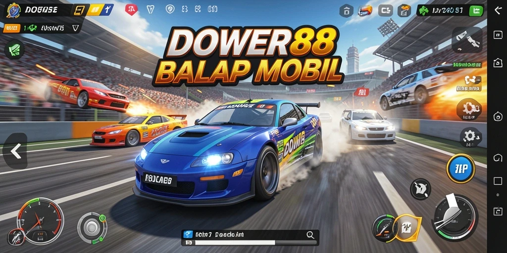 Tampilan seru dari gameplay balap DOWER88 yang seru dan penuh aksi.