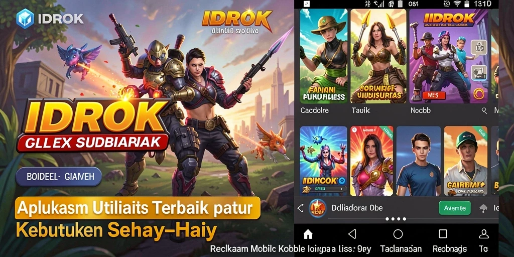 Tampilan utama aplikasi IDROK dengan berbagai fitur utilitas.