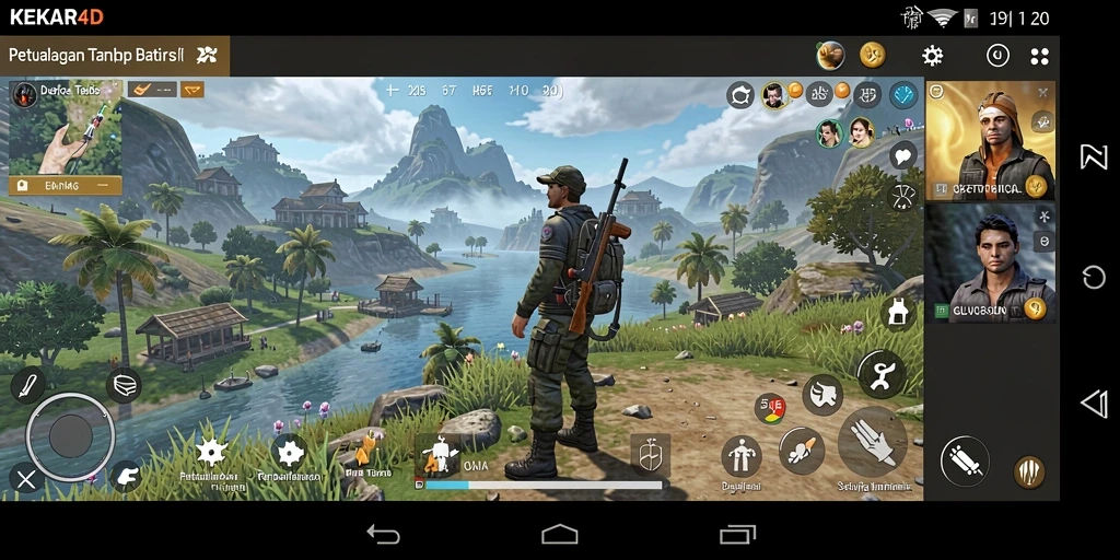 Tangkapan layar gameplay KEKAR4D yang menampilkan eksplorasi dunia terbuka.