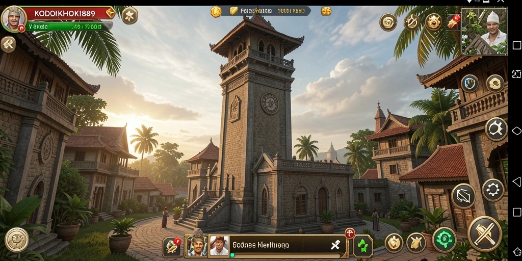 Screenshot menunjukkan aksi pertahanan menara di KODOKHOKI889.