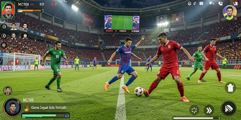 Gameplay seru di lapangan sepak bola yang memukau.