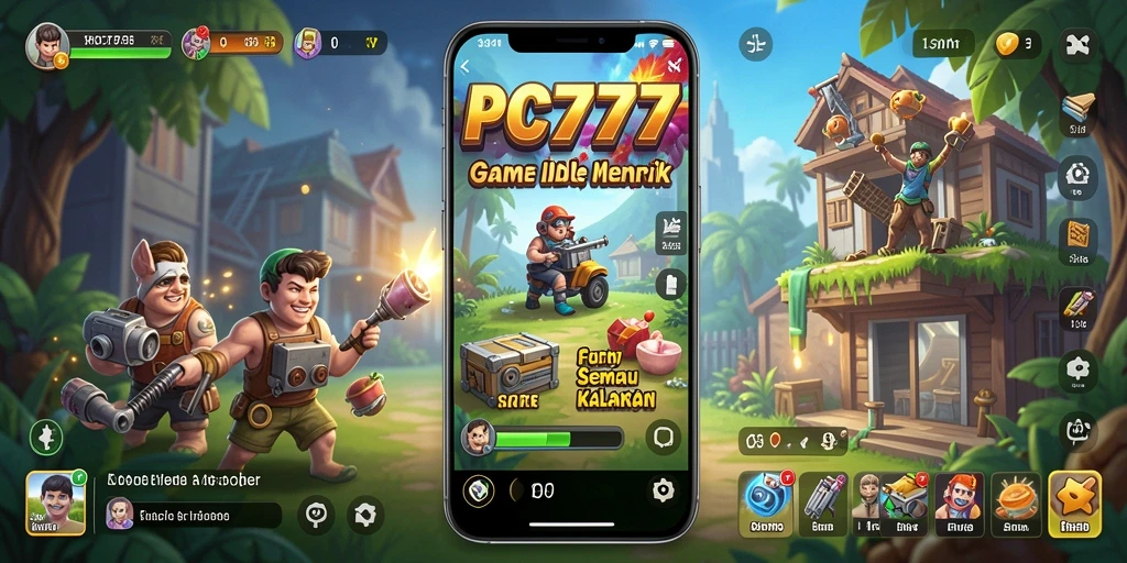 Gameplay seru PC777 yang menampilkan kemajuan karakter Idle.