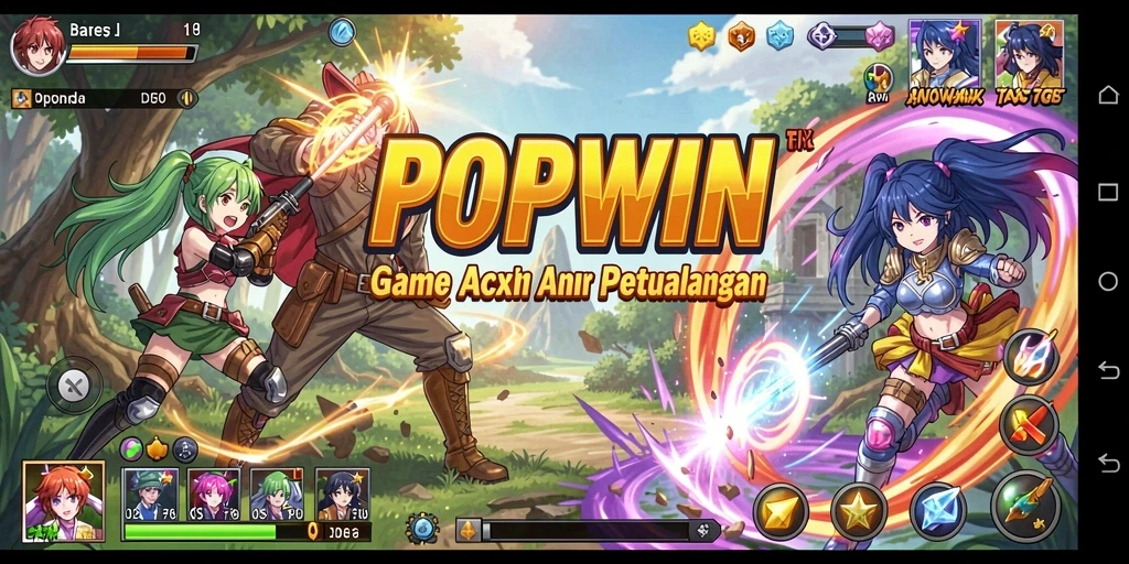 Gameplay POPWIN yang menarik dan penuh aksi anime.