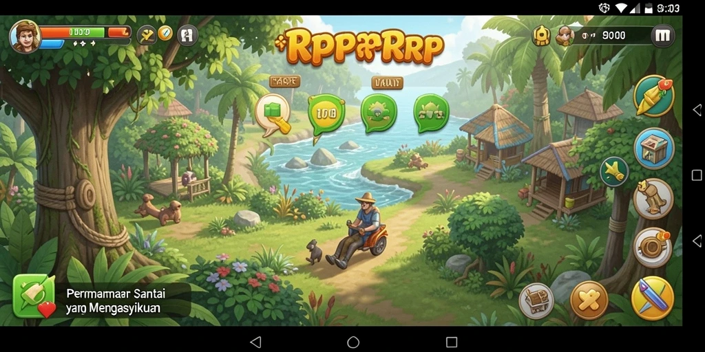 Tampilan gameplay RPRPRP yang menarik dan penuh warna.