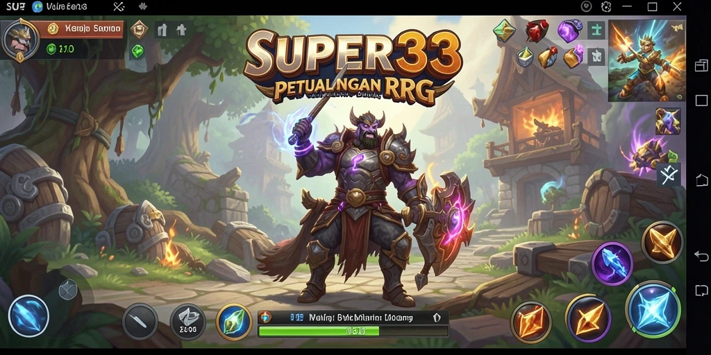 Screenshot gameplay RPG SUPER33 menampilkan pertarungan epik.